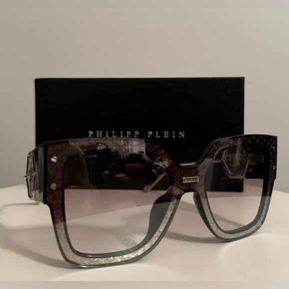 NEW PHILIP PLEIN ROSE VENUS SUNGLASSES FULL INCLUSION BLACK SILVER SOLD OUT - Picture 10 of 16